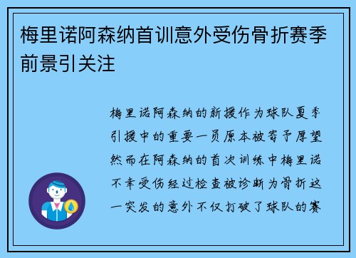 梅里诺阿森纳首训意外受伤骨折赛季前景引关注